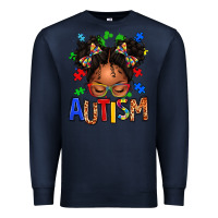 Navy autism afro girl Premium Sweatshirt - texasbilliewilder