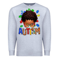 Heather Grey autism afro kid Premium Sweatshirt - texasbilliewilder