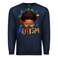 Navy autism afro kid Premium Sweatshirt - texasbilliewilder