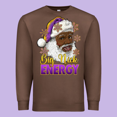Premium Sweatshirt big nick energy purple and gold afro santa