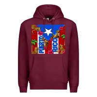 Burgundy puerto rico coqui leopard Premium Hoodie - AdoDesignShop