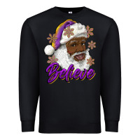 Black believe purple and gold african american santa Premium Sweatshirt - RanaPortraitStore