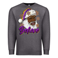 Charcoal Heather believe purple and gold african american santa Premium Sweatshirt - RanaPortraitStore