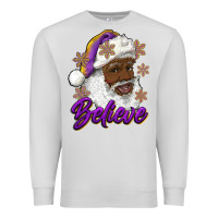 Dove Grey believe purple and gold african american santa Premium Sweatshirt - RanaPortraitStore
