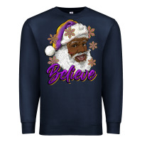 Navy believe purple and gold african american santa Premium Sweatshirt - RanaPortraitStore
