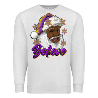 Oatmeal Heather believe purple and gold african american santa Premium Sweatshirt - RanaPortraitStore
