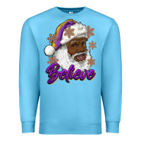 Ocean Blue believe purple and gold african american santa Premium Sweatshirt - RanaPortraitStore