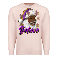 Pale Pink believe purple and gold african american santa Premium Sweatshirt - RanaPortraitStore