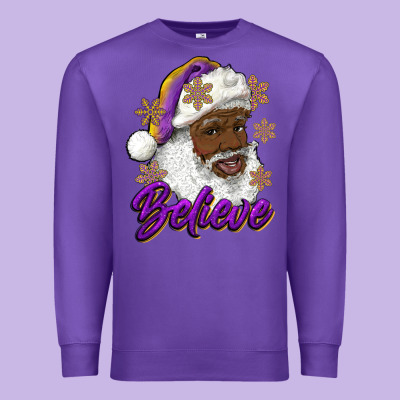 Premium Sweatshirt believe purple and gold african american santa
