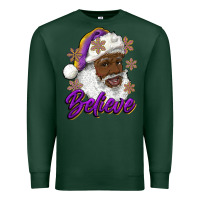 Sports Green believe purple and gold african american santa Premium Sweatshirt - RanaPortraitStore