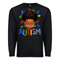 Black autism afro kid full face Premium Sweatshirt - texasbilliewilder