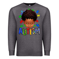Charcoal Heather autism afro kid full face Premium Sweatshirt - texasbilliewilder