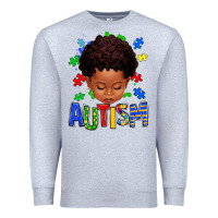 Heather Grey autism afro kid full face Premium Sweatshirt - texasbilliewilder