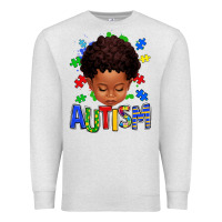 Oatmeal Heather autism afro kid full face Premium Sweatshirt - texasbilliewilder