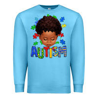 Ocean Blue autism afro kid full face Premium Sweatshirt - texasbilliewilder