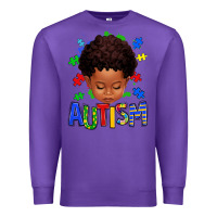 Purple autism afro kid full face Premium Sweatshirt - texasbilliewilder
