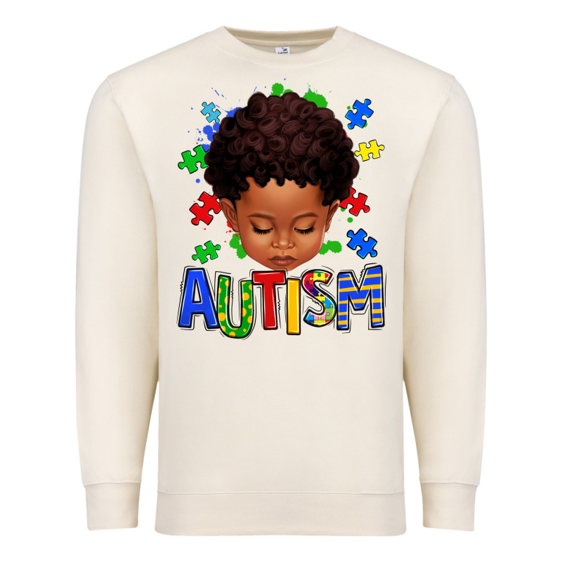 Autism Afro Kid Full Face Premium Sweatshirt by texasbilliewilder | Teevron