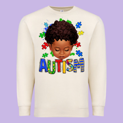 Autism Afro Kid Full Face Premium Sweatshirt Designed By Texasbilliewilder