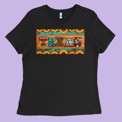 Texas Sunflowers License Plate Ladies Tee Designed By Artiststas