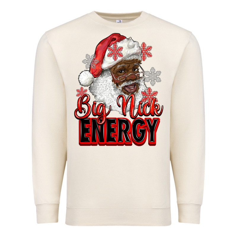 Big Nick Energy Afro Santa Premium Sweatshirt by RanaPortraitStore | Teevron