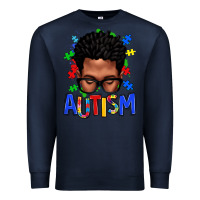 Navy autism afro man Premium Sweatshirt - texasbilliewilder