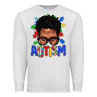 Oatmeal Heather autism afro man Premium Sweatshirt - texasbilliewilder