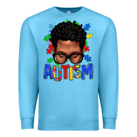 Ocean Blue autism afro man Premium Sweatshirt - texasbilliewilder