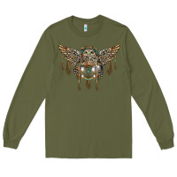 Army Green native dream catcher with owl Long Sleeve Tee - BarkalooDesign
