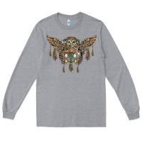 Heather Grey native dream catcher with owl Long Sleeve Tee - BarkalooDesign