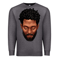 Charcoal Heather bearded black man portrait Premium Sweatshirt - texasbilliewilder