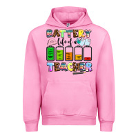 Fuchsia Pink battery life of a teacher Urban Hoodie - AdoDesignShop
