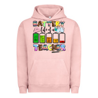 Pigment Salmon battery life of a teacher Urban Hoodie - AdoDesignShop