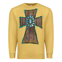 Antique Gold Wood Turquoise Gemstone Cross Premium Sweatshirt - RanaPortraitStore