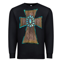 Black Wood Turquoise Gemstone Cross Premium Sweatshirt - RanaPortraitStore