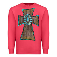 Cardinal Wood Turquoise Gemstone Cross Premium Sweatshirt - RanaPortraitStore
