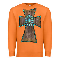 Carrot Wood Turquoise Gemstone Cross Premium Sweatshirt - RanaPortraitStore