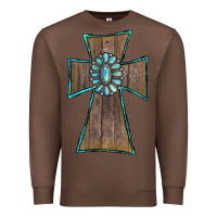 Chestnut Wood Turquoise Gemstone Cross Premium Sweatshirt - RanaPortraitStore