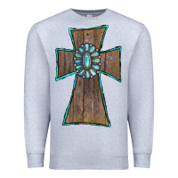Heather Grey Wood Turquoise Gemstone Cross Premium Sweatshirt - RanaPortraitStore