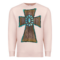 Pale Pink Wood Turquoise Gemstone Cross Premium Sweatshirt - RanaPortraitStore