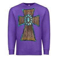 Purple Wood Turquoise Gemstone Cross Premium Sweatshirt - RanaPortraitStore