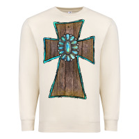 Sandshell Wood Turquoise Gemstone Cross Premium Sweatshirt - RanaPortraitStore