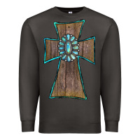 Smoke Wood Turquoise Gemstone Cross Premium Sweatshirt - RanaPortraitStore