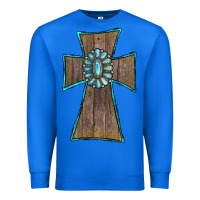 True Royal Wood Turquoise Gemstone Cross Premium Sweatshirt - RanaPortraitStore