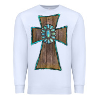 White Wood Turquoise Gemstone Cross Premium Sweatshirt - RanaPortraitStore