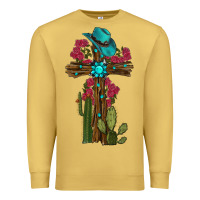 Antique Gold Gemstone Cross With Cactus Premium Sweatshirt - RanaPortraitStore