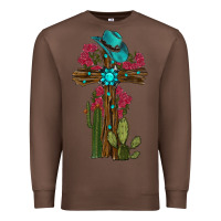 Chestnut Gemstone Cross With Cactus Premium Sweatshirt - RanaPortraitStore