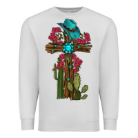 Dove Grey Gemstone Cross With Cactus Premium Sweatshirt - RanaPortraitStore