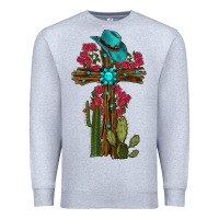 Heather Grey Gemstone Cross With Cactus Premium Sweatshirt - RanaPortraitStore