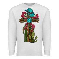 Oatmeal Heather Gemstone Cross With Cactus Premium Sweatshirt - RanaPortraitStore