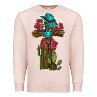 Pale Pink Gemstone Cross With Cactus Premium Sweatshirt - RanaPortraitStore